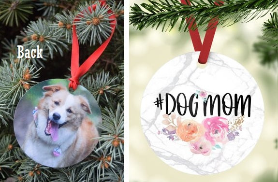 Pastel Floral #DogMom Photo Ornament - The Dapper Paw