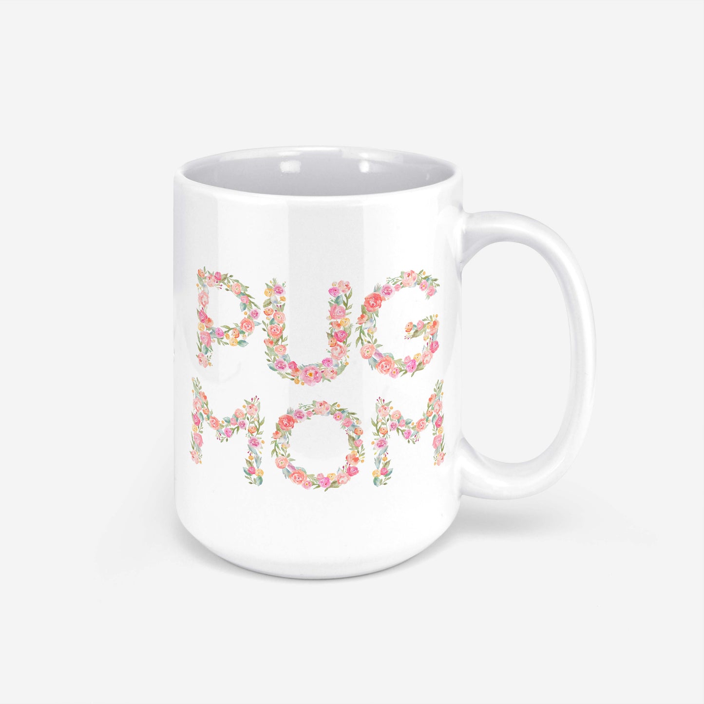 Pug Mom Floral Mug