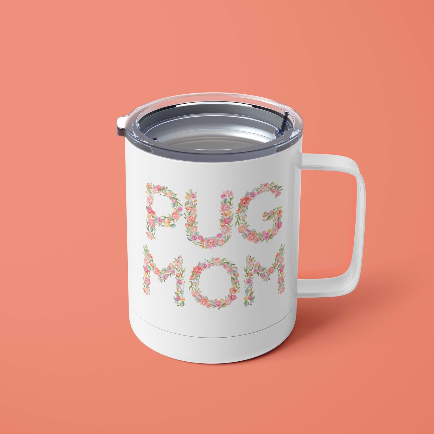 Pug Mom Floral Mug