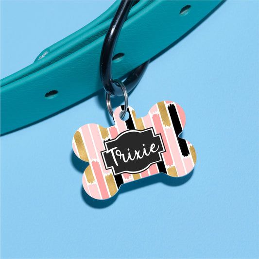 Pink Faux Glitter Pet ID Tag - The Dapper Paw