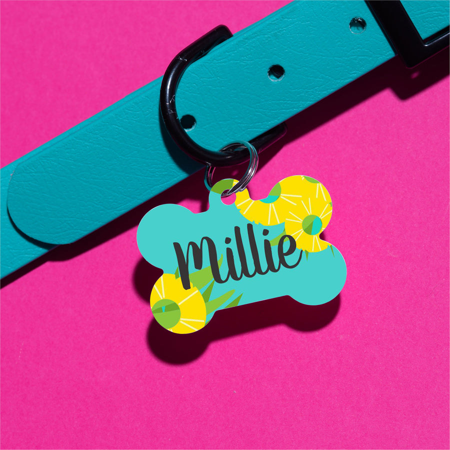 Pineapple Floral Pet ID Tag - The Dapper Paw