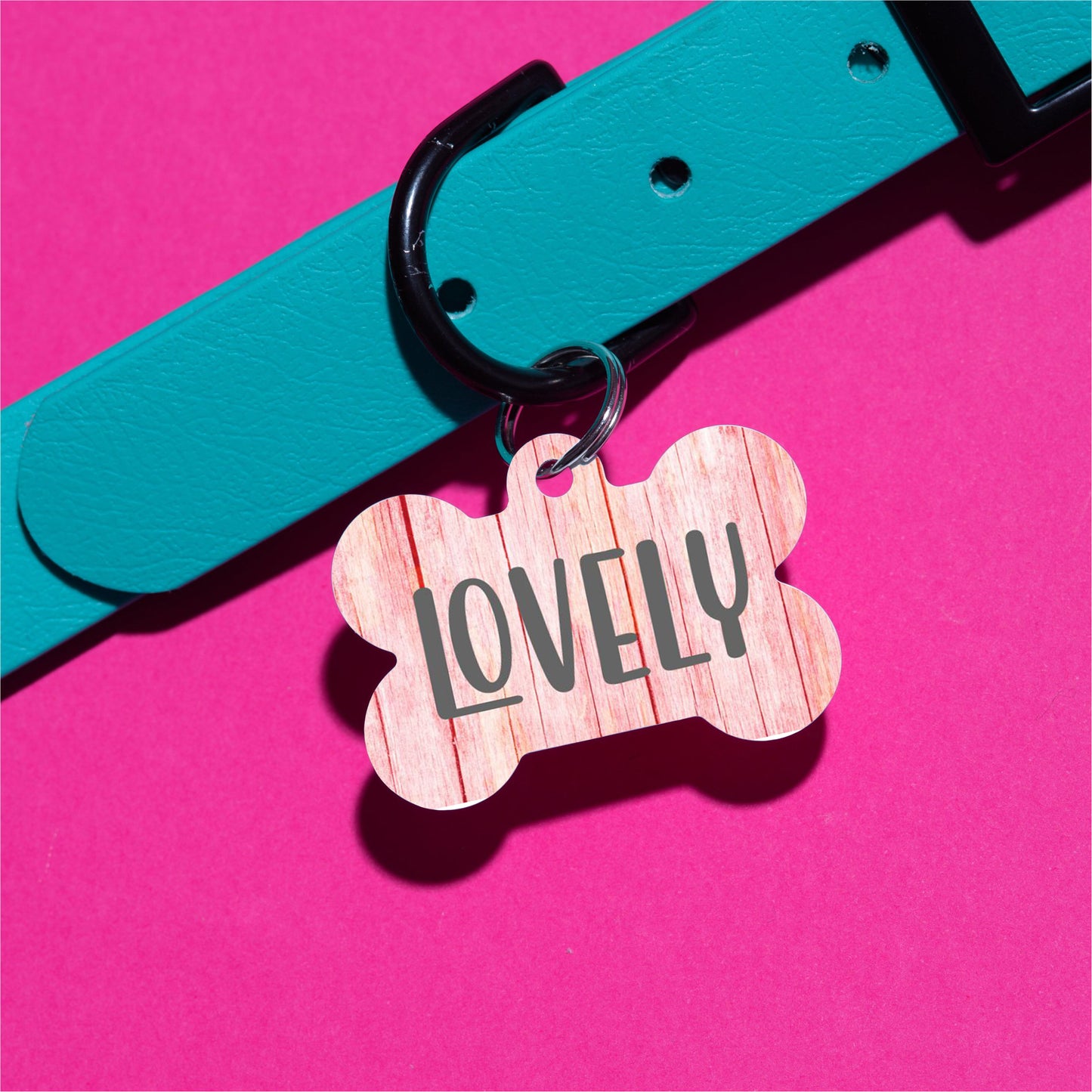 Pink Distressed Wood Pet ID Tag - The Dapper Paw