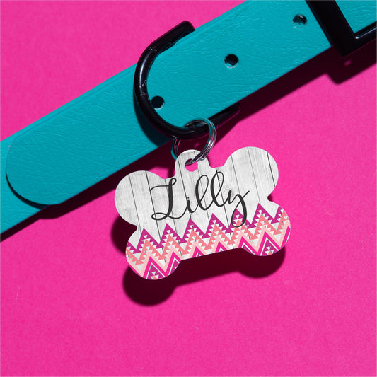 Pink Tribal Pet ID Tag - The Dapper Paw
