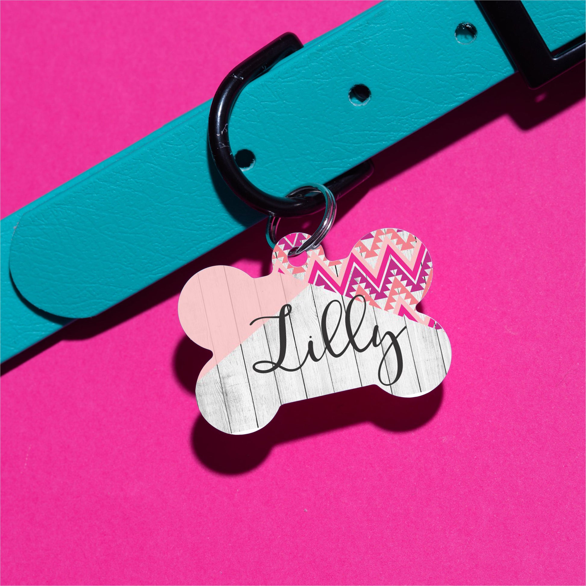 Pink Cross Tribal Pet ID Tag - The Dapper Paw