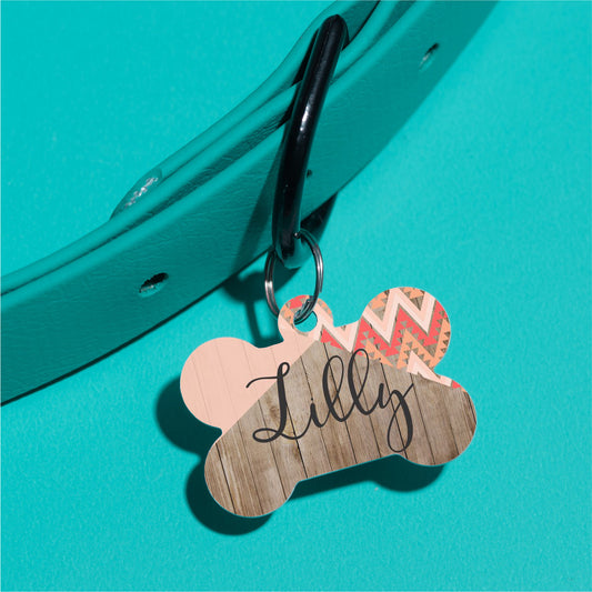 Peach Cross Tribal Pet ID Tag - The Dapper Paw