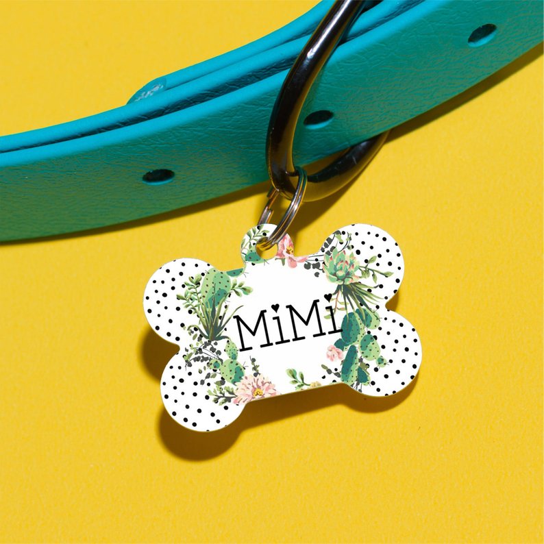 Cactus Floral Pet ID Tag - The Dapper Paw