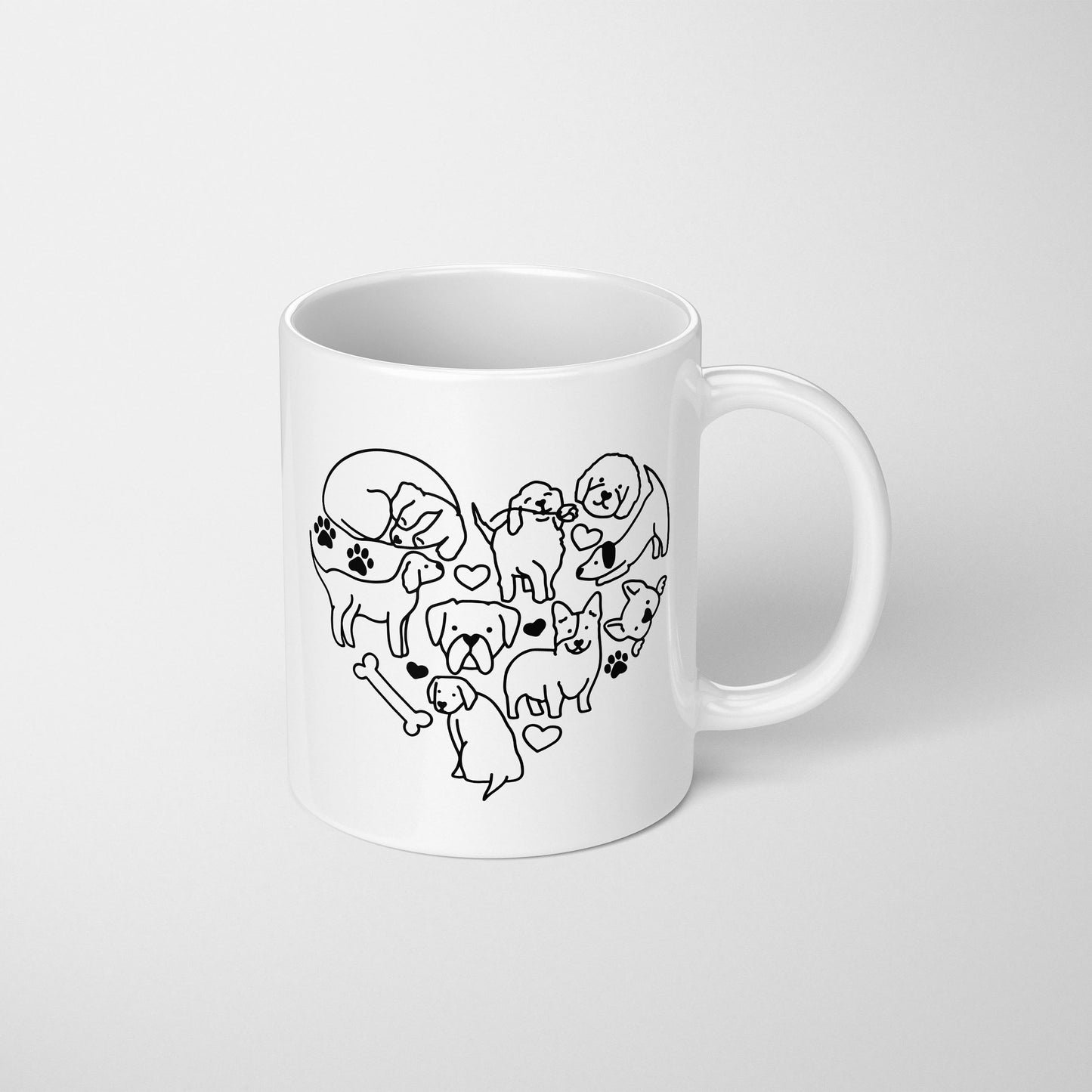 Doodled Dog Heart Valentine Mug