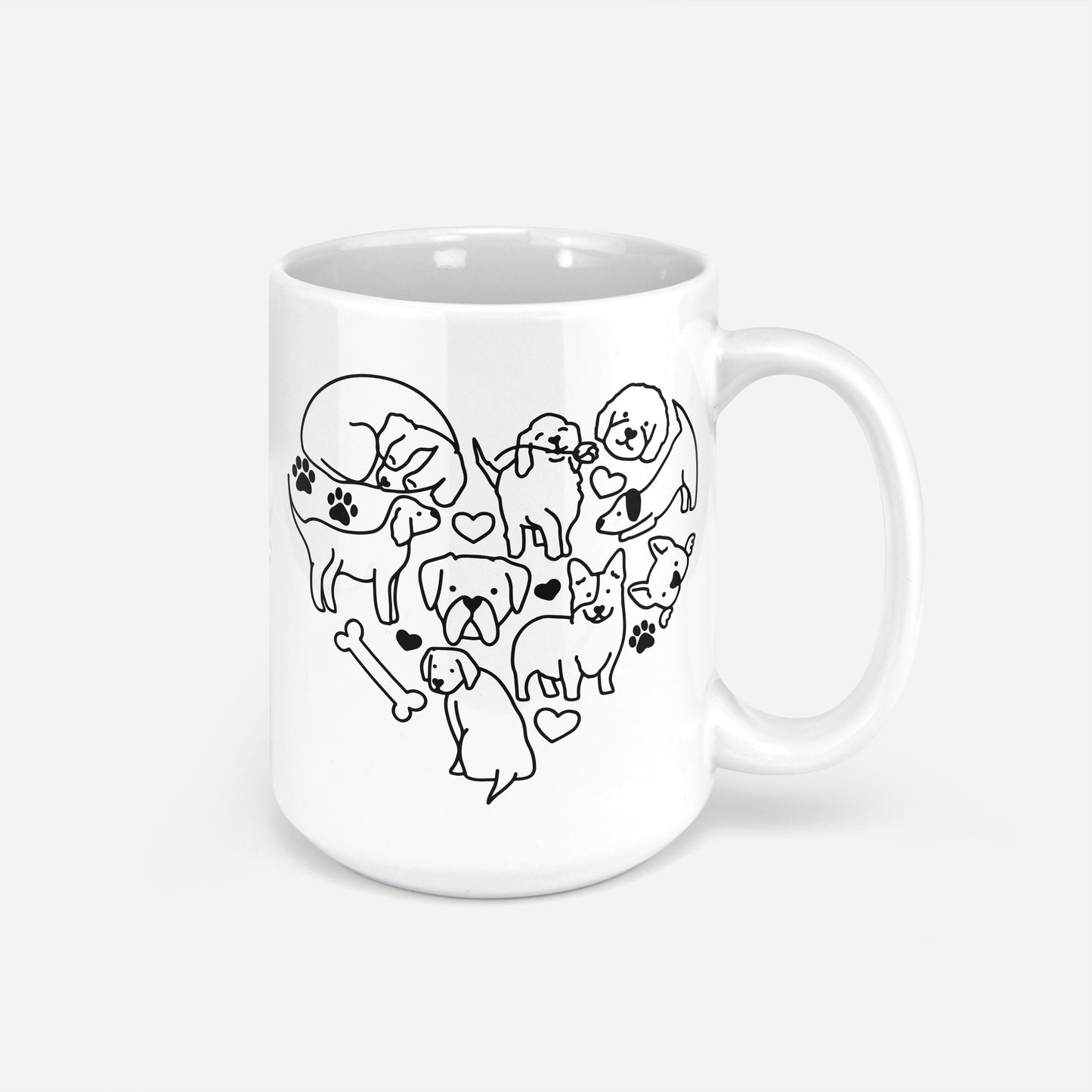 Doodled Dog Heart Valentine Mug