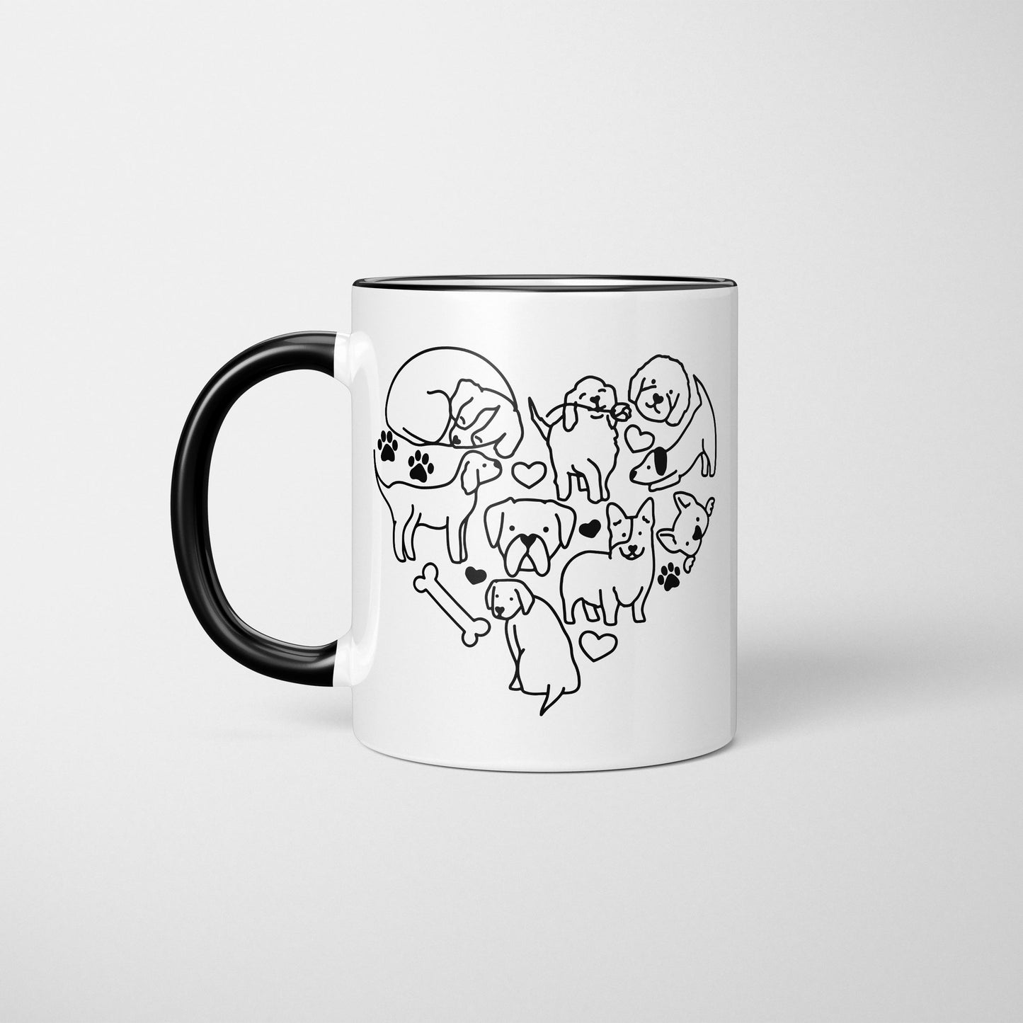 Doodled Dog Heart Valentine Mug