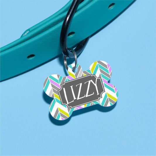 Lime Herringbone Pet ID Tag - The Dapper Paw