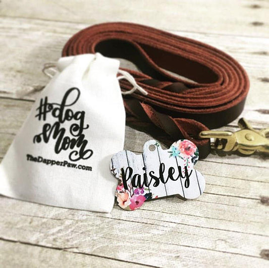 Watercolor Floral Pet ID Tag - The Dapper Paw