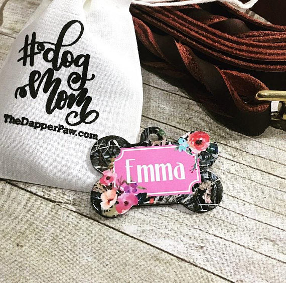 Camo Floral Pet ID Tag - The Dapper Paw