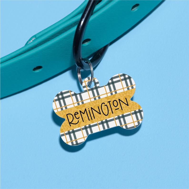 Remi's Plaid Pet ID Tag - The Dapper Paw