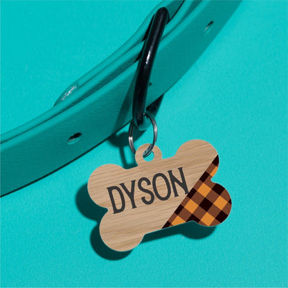 Orange Plaid Pet ID Tag - The Dapper Paw