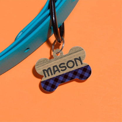 Blue Plaid Pet ID Tag - The Dapper Paw