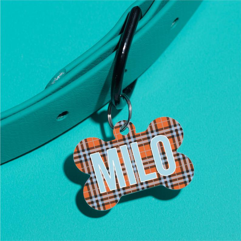 Milo Plaid Pet ID Tag - The Dapper Paw