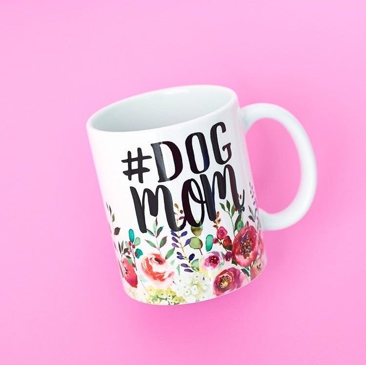 Floral #Dogmom Coffee Mug - The Dapper Paw