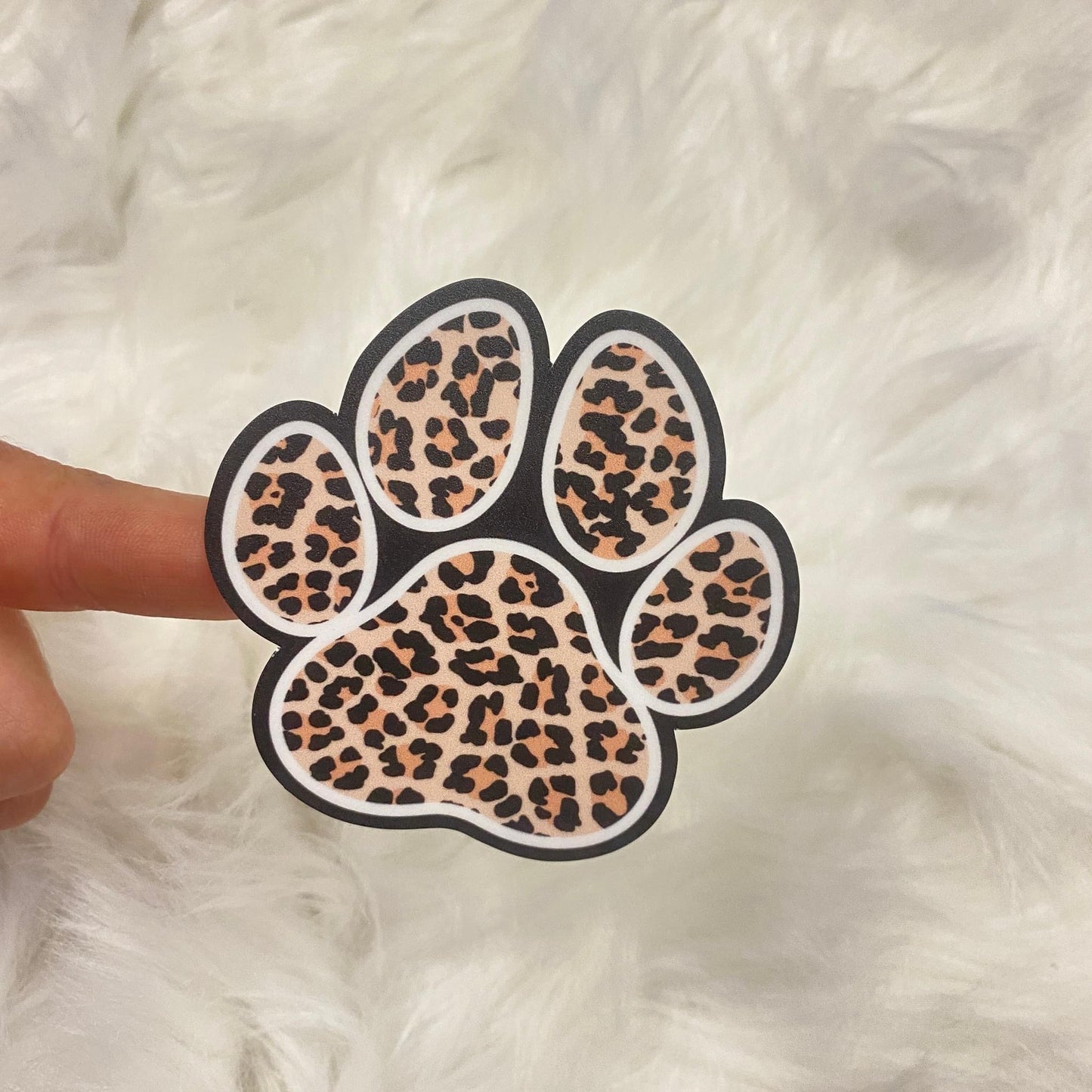 Black Outline Leopard Paw Print Die Cut Sticker