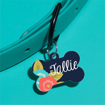 Navy Floral Pet ID Tag - The Dapper Paw
