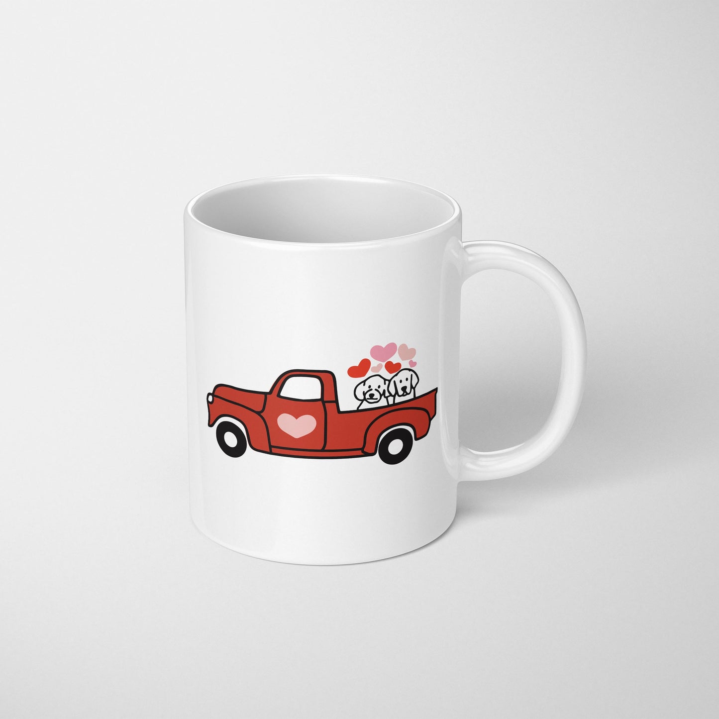 Red Truck Pups Valentine Mug