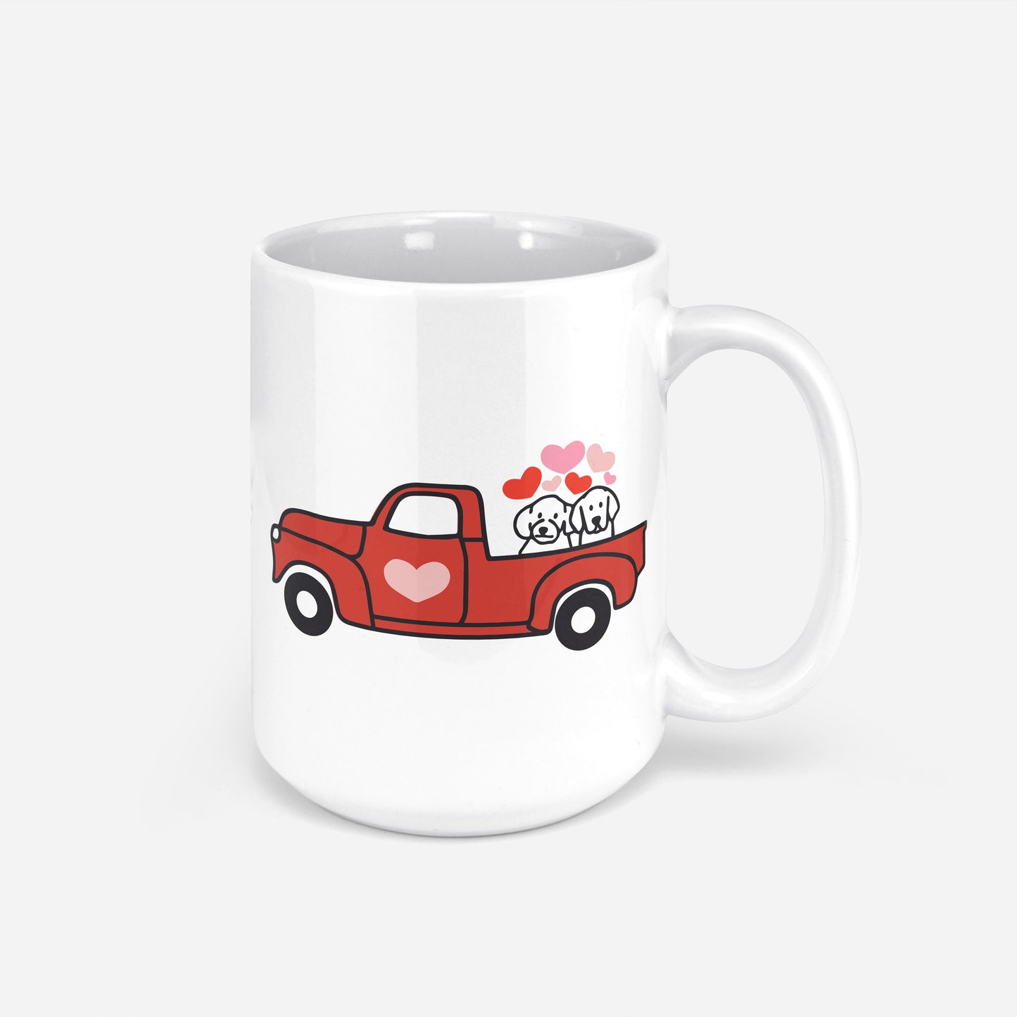 Red Truck Pups Valentine Mug