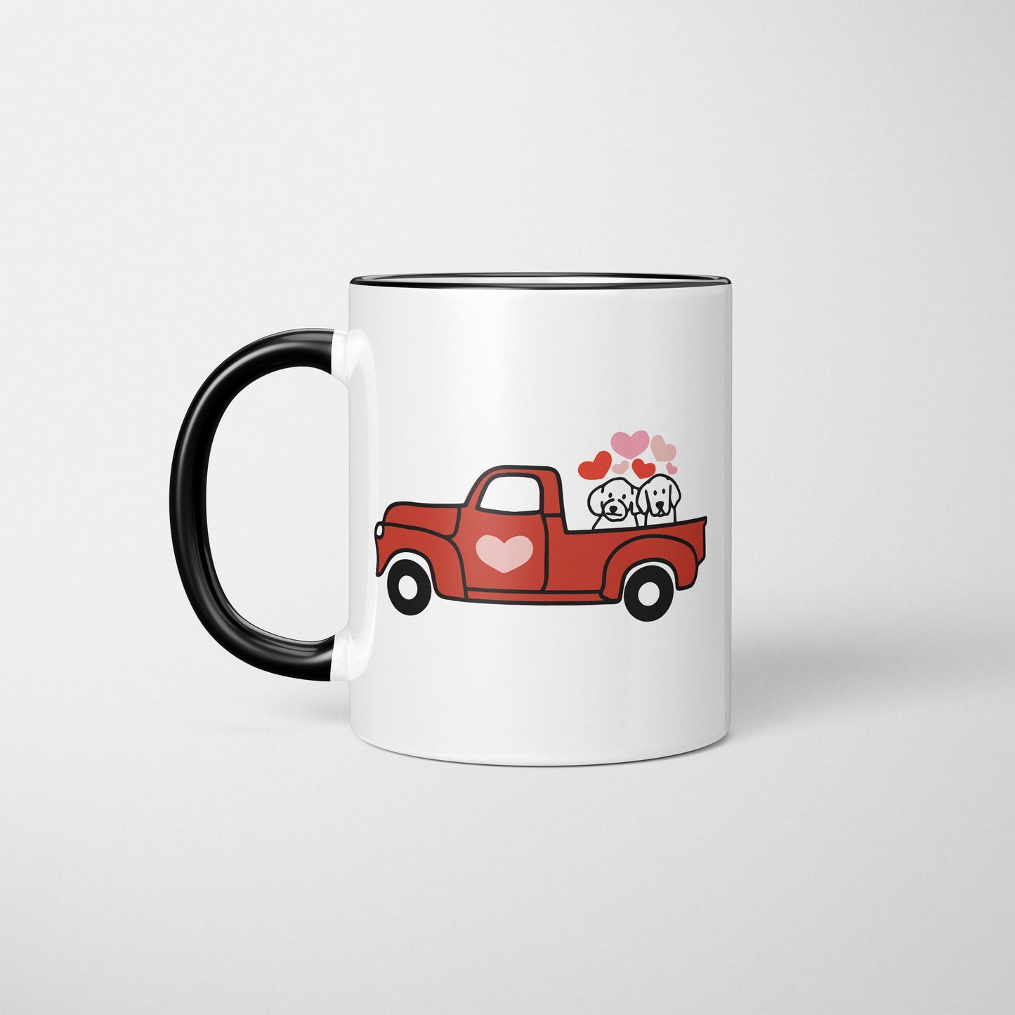 Red Truck Pups Valentine Mug